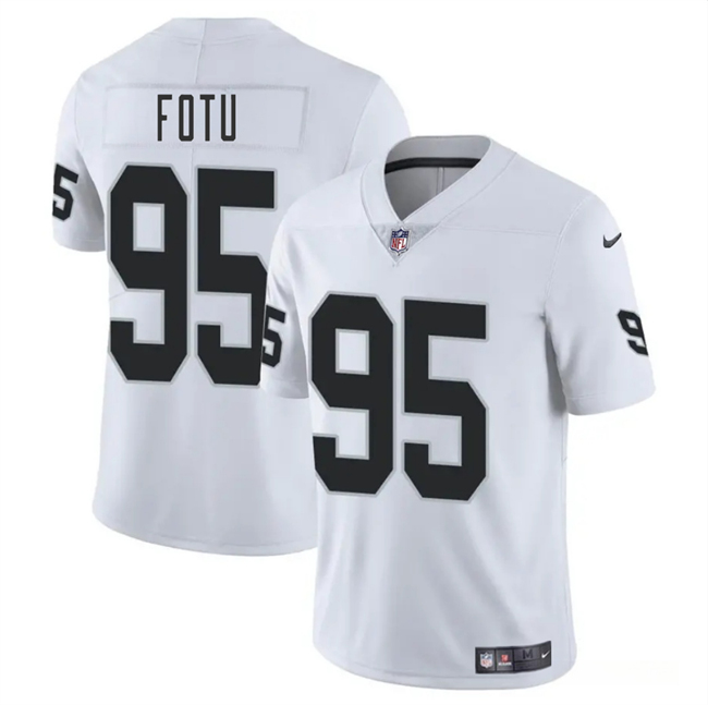 Men's Las Vegas Raiders #95 Leki Fotu White 2025 Vapor Stitched Football Jersey
